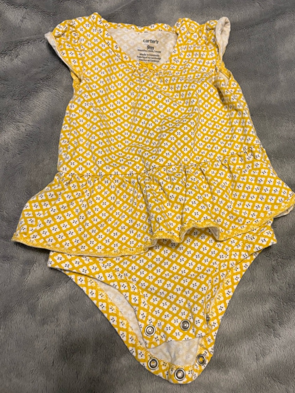 Carter's Yellow Floral Ruffle One-Piece Bodysuit